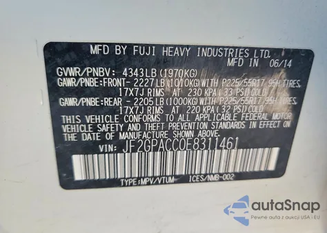 2014 Subaru Xv Crosstrek 2.0 Premium из США, поврежденный, VIN JF2GPACC0E8311461